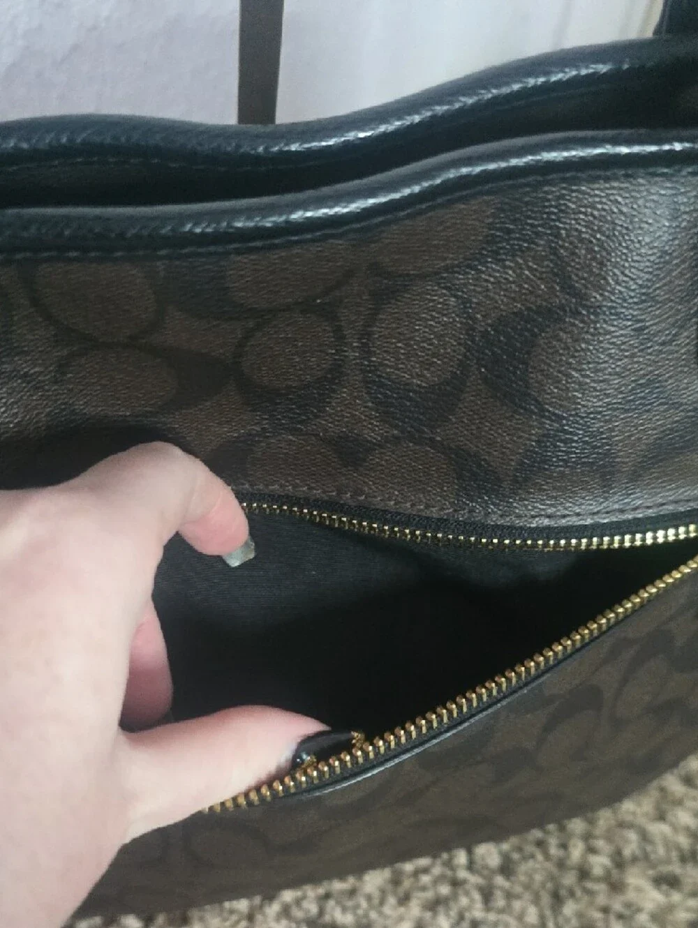 Coach Dark Brown & Black Mono Signature Medium Tote W/ Silver Hardware (EUC)🖤